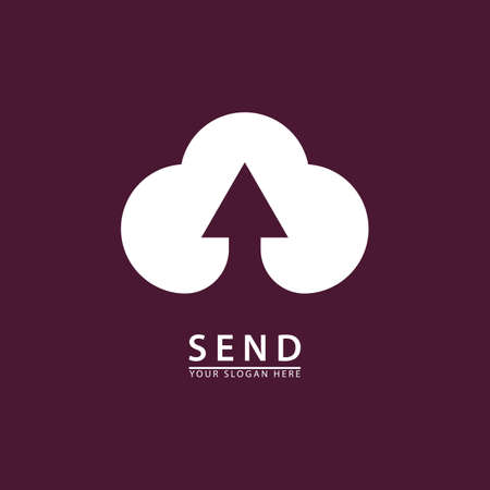 delivery white cloud for computer logo icon. simple flat vector design illustrationのイラスト素材