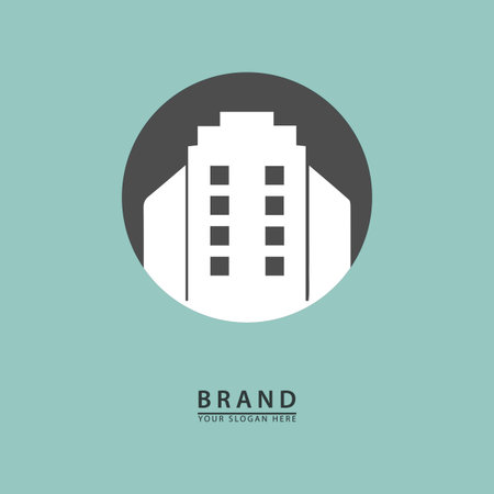 vector of tall buildings in simple simple circle for logo icon. corporate, finance, building and business abstract flat design.のイラスト素材