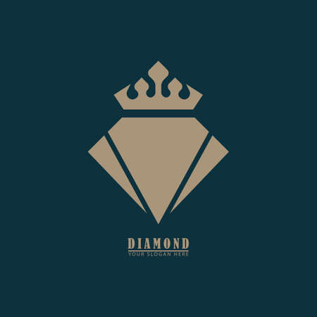 elegant diamond with crown icon. Luxury symbol abstract template design icon logoのイラスト素材
