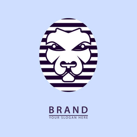 spooky lion face logo icon. flat abstract vector illustration.のイラスト素材
