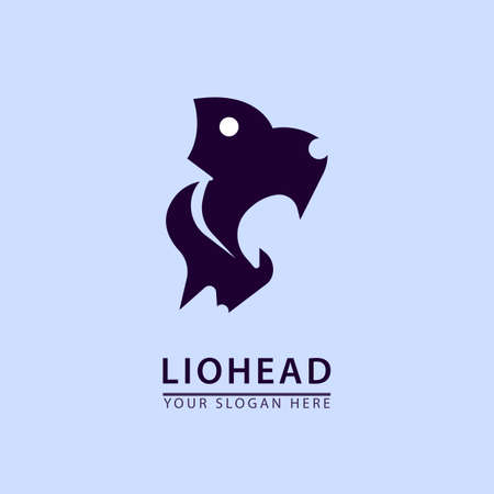 Angry Lion Head Logo Icon Design. flat abstract Black And White Vector, Illustration, Template.のイラスト素材