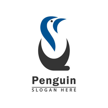 simple and elegant penguin logo icon. vector flat abstract design.のイラスト素材