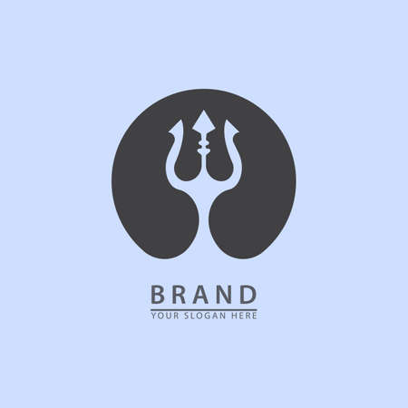trident spear in a simple circle logo icon. simple flat design vector illustration.のイラスト素材