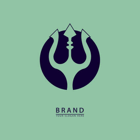 trident spear in circle logo icon. simple flat design vector illustration.のイラスト素材