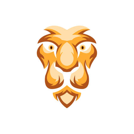 scary lion face logo icon. simple flat vector illustration.のイラスト素材