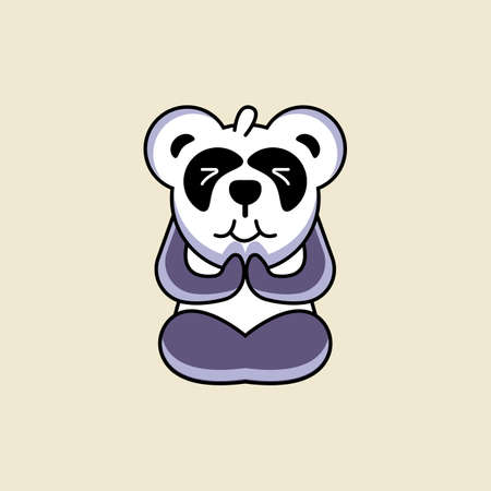 vector illustration of a cute panda doing yoga. simple flat for logo icon.のイラスト素材