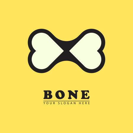 Bone with love symbol logo icon. Delicious Food Vector Illustration.