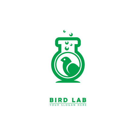 vector laboratory bird logo icon. vector graphics of bird combination lab, simple elegant flat style.のイラスト素材