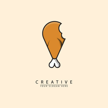 vector chicken thigh logo icon. vector graphics of chicken thighs, simple elegant flat style.のイラスト素材