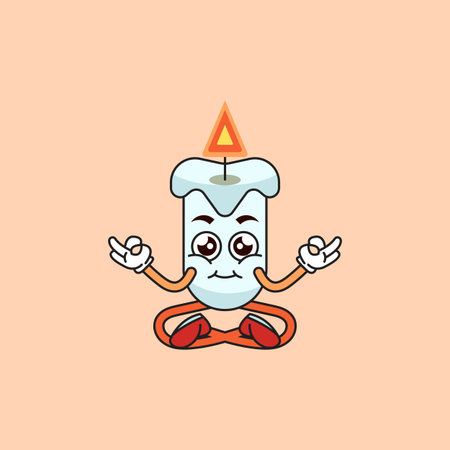 cartoon yoga candle icon logo. cute doodle designs. good for healthy homes, positive thoughts, education, etc.のイラスト素材