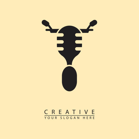 scooter podcast icon logo. simple flat vector design. great for podcast studio, outdoor activities, community, etc.のイラスト素材