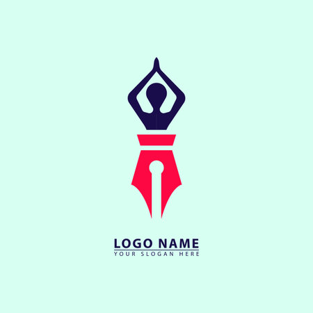 vector yoga pen logo icon. Abstract vector yoga pen, in a simple elegant flat illustration style.のイラスト素材