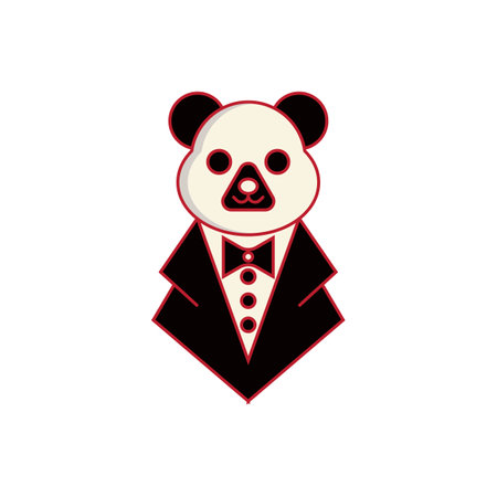 panda gentleman vector logo icon. Abstract vector graphics simple elegant flat illustration style.のイラスト素材