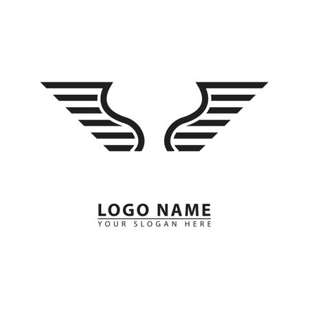 wing outline vector logo icon. Abstract vector graphics simple elegant flat illustration style.のイラスト素材