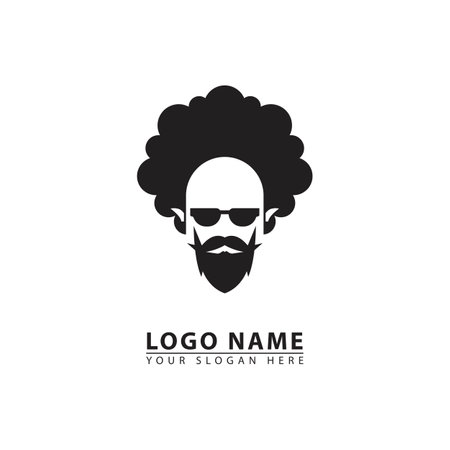 curly hair man logo icon vector. Abstract graphic in simple flat illustration style.のイラスト素材