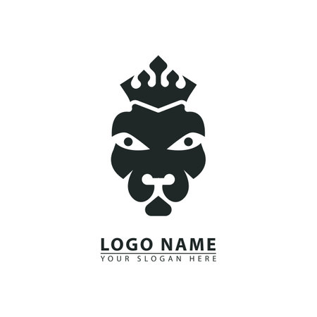 lion king logo icon vector. Abstract graphic in simple flat illustration style.のイラスト素材
