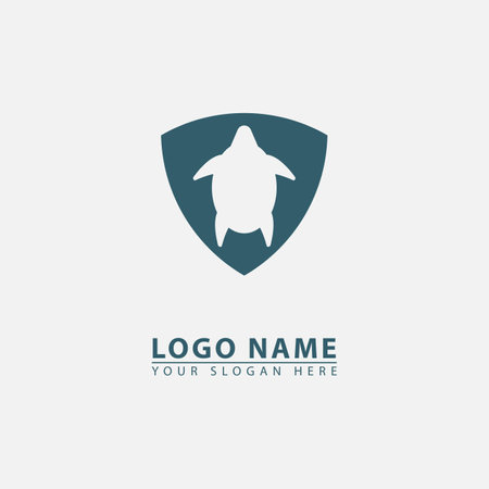 elegant turtle shield logo icon. Vector graphics of simple flat illustration style.のイラスト素材
