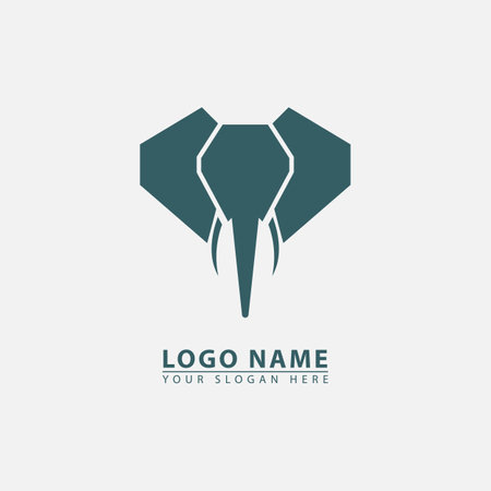 elegant simple elephant logo icon. Abstract vector graphic in a simple elegant flat illustration style.のイラスト素材