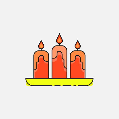 elegant three candles logo icon. Abstract vector graphic in a simple elegant flat illustration style.のイラスト素材