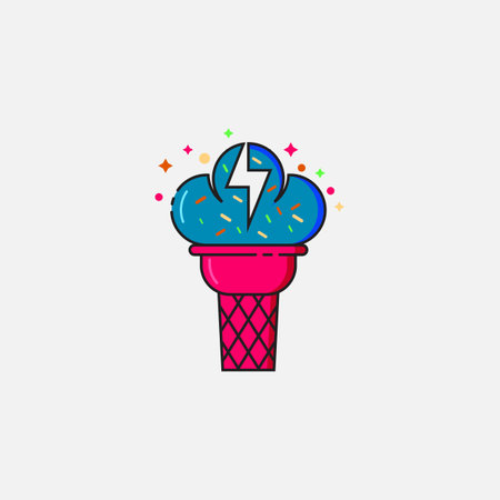 elegant ice cream lightning logo icon. graphic design vector illustration in flat art style.のイラスト素材