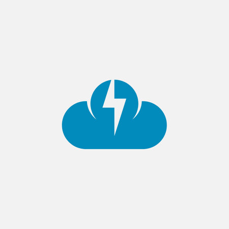 elegant lightning cloud logo icon. graphic design vector illustration in flat art style.のイラスト素材