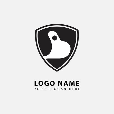 elegant pet dog shield logo icon. graphic design vector illustration in flat art style.のイラスト素材