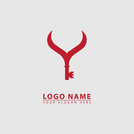 minimal horn lock logo icon. Abstract vector graphics simple elegant flat illustration style.のイラスト素材