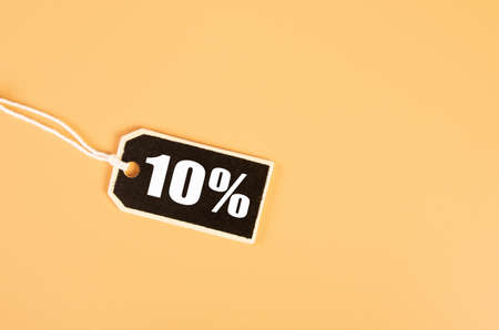 Price tag with 10% text on orange backgroundの写真素材