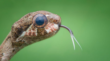 Blunt-headed Slug Snake  Aplopeltura boa   on action at night macro