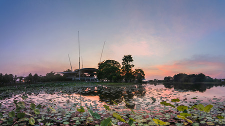 Cyberjaya lake garden   Taman Tasik Cyberjaya   on beautiful sunsetの写真素材