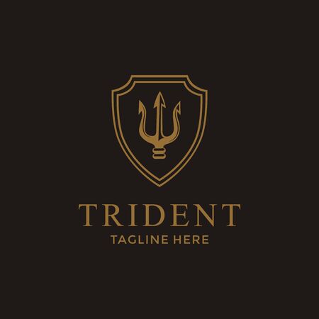 Luxury Trident Neptune God Poseidon Triton King Spear logo designのイラスト素材