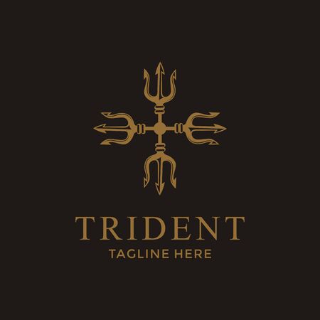 Luxury Trident Neptune God Poseidon Triton King Spear logo designのイラスト素材