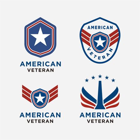 simple emblem american veteran shield patriotic national logo design vectorのイラスト素材