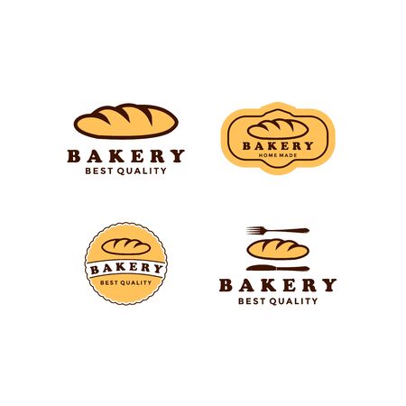 set Vintage Retro Bakery / Bake Shop Label Sticker Logo design vectorのイラスト素材