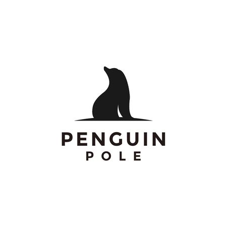 Penguin Logo design vector template Negative space style. Funny Bird Logotype concept iconのイラスト素材