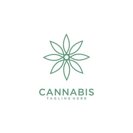 abstract marijuana, cannabis, ganja for cbd simple unique logo designのイラスト素材
