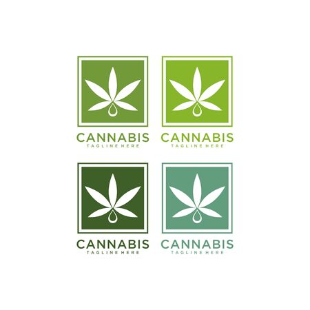 abstract marijuana, cannabis, ganja for cbd simple unique logo designのイラスト素材