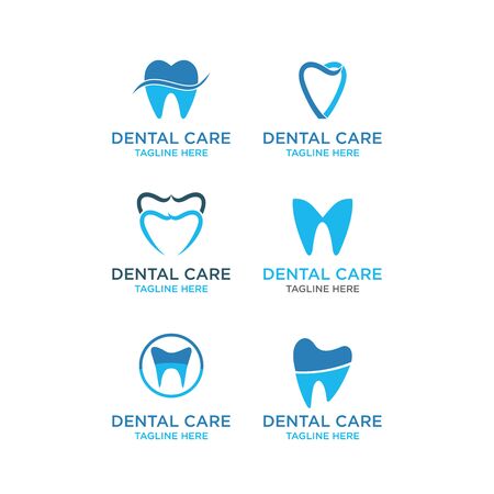 modern Creative dental care clean blue teeth logo vectorのイラスト素材