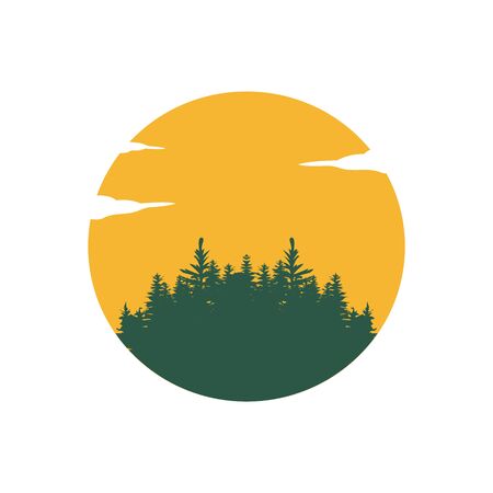 Evergreen, Pines, Spruce, Cedar trees logo designのイラスト素材