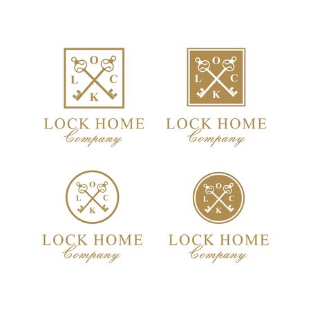 Simple Luxury Crossed key for House Estate business logo designのイラスト素材