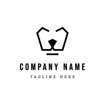 lion line art logo design + letter W, perfect for businesses or companies with the initials W, which are associated with lions or others.のイラスト素材