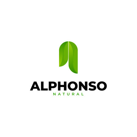 Green nature logo, leaf logo, letter A logo, vector format.のイラスト素材