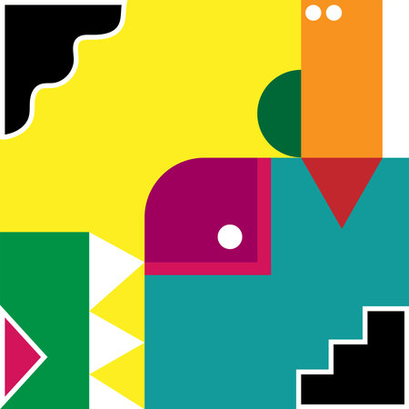 Geometric minimalist artwork poster with simple shapes and images. Abstract vector pattern design. Vector illustration.のイラスト素材