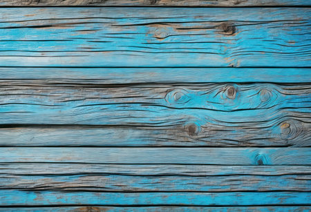 Old blue painted wooden wall - texture or background. Close up.の写真素材