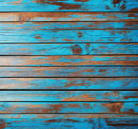 Old blue painted wood wall texture. Abstract background, empty template.の写真素材