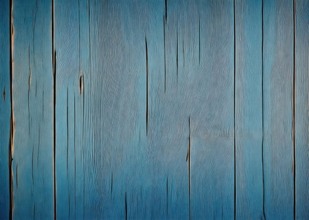 Old blue wooden background or texture. Wooden planks with knots.の写真素材