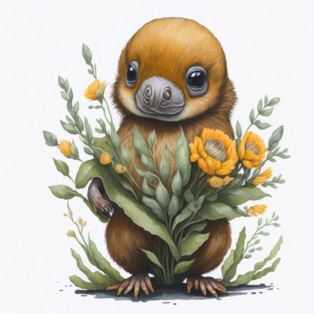 cartoon scene with sloth animal and flowers - illustration for childrenの写真素材