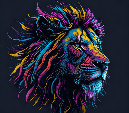 Lion head. Colorful vector illustration for t-shirt.の写真素材