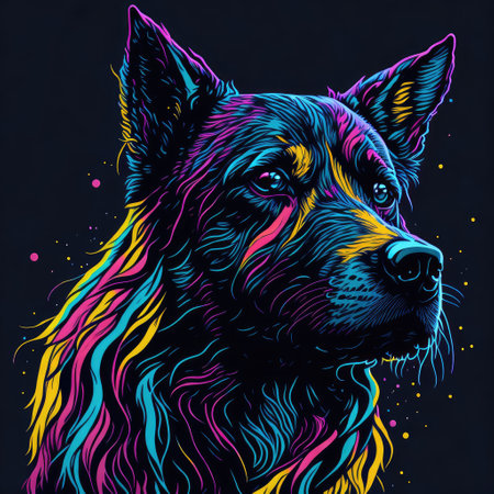 Portrait of a German shepherd dog. Hand drawn vector illustration.の写真素材