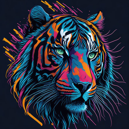 Tiger head with colorful grunge effect. Vector Illustration.の写真素材